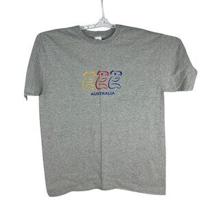 Australian L Koala Graphic T-Shirt Crew Neck Short Sleeve Grey Made In Australia